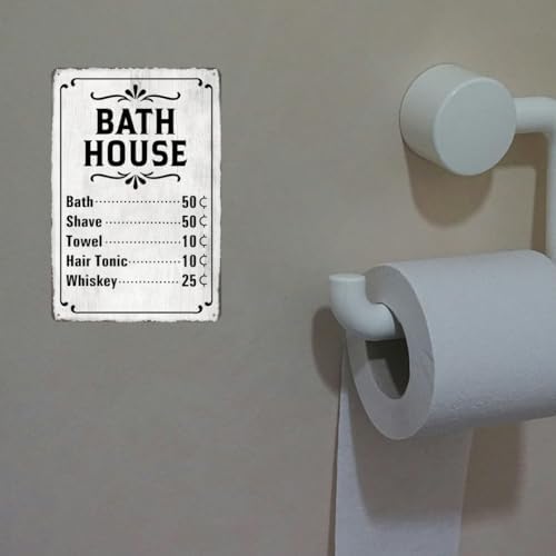 Farmhouse Bathroom Wall Decor Vintage Rustic Bathroom Decor Wall Art Style Bath House Price List Tin Signs Metal Antique Bathhouse Gift 8x12 Inch - Image 6