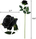 10pcs Black Roses Artificial Flowers, Realistic Faux Rose with Long Stem - Image 4