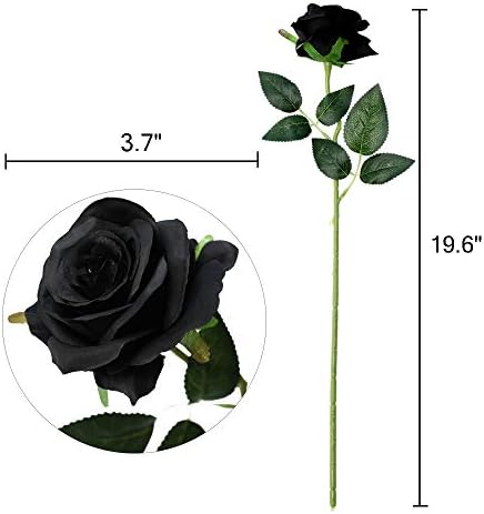 10pcs Black Roses Artificial Flowers, Realistic Faux Rose with Long Stem - Image 4