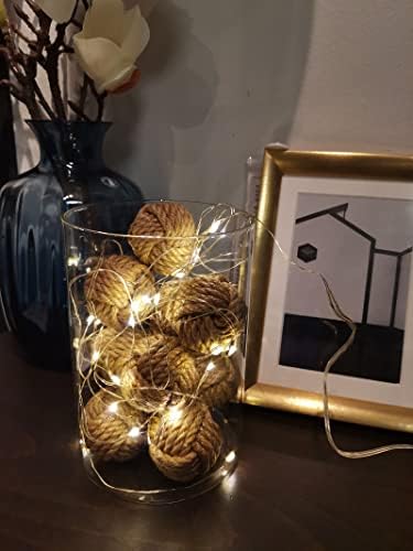 Elkpruu 10PCS Mini Orbs Decorative Balls for Centerpiece Bowls, Christmas Decorative Rope Balls for Bowls, Vase Filler, Decorative Bowl fillers for Farmehouse Coastal Nautical Table Decor - Image 6
