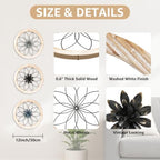 Paquesta 3 Piece Round Farmhouse Wall Decor with 6 Piece Interchangeable Flowers 12'' Medallion Wood & Metal Rustic Wall Art for Living Room Bedroom Kitchen Bathroom Dining Room Home Decorations - Image 2