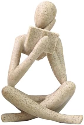 Gold Reading Women Statue, Thinker Sculptures, Abstract Art Ornament, Modern Aesthetic Figurine Decoration, Suitable for Home Living Room Bedroom Office Shelf Table Desk Bookshelf Decor (Right) by Jinkoozz