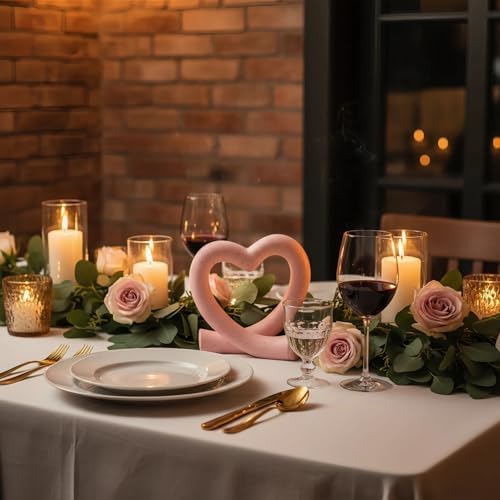 Lescafita Pink Heart Decor Sculpture, Cute Romantic Love Statue Aesthetic Room Decor for Bedroom Desk Shelf Coffee Table, Gift for Her Valentines Birthday - Image 5