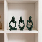 BrownLove 3pcs Green Human Body Abstract Art Decoration, Modern White Art Resin Statue Room Office Shelf Bookcase Decoration (Green, One Size) - Image 3