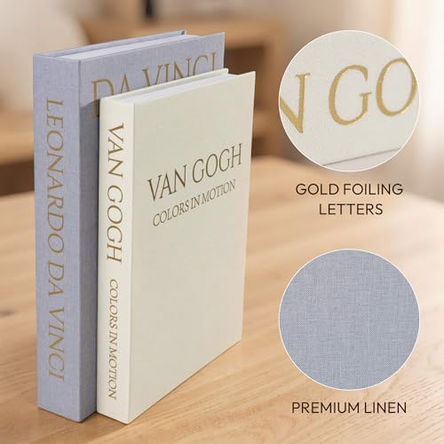 MAOBUYOU Decorative Linen Book Set of 2, Faux Book Storage Box, Coffee Table and Bookshelf Decor - Image 5