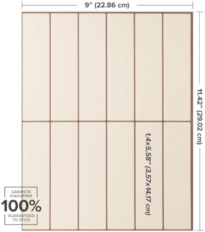 Smart Tiles Peel and Stick backsplash, Stacked Ivory Cream, 11.43"x9" - Image 3