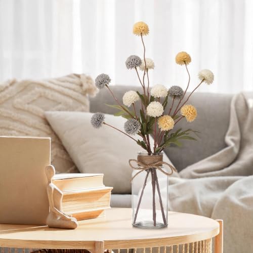 3PCS Mums Artificial Flowers with Vase - Small Silk Fake Flowers Suitable for Vase Bedroom Dining Room Living Rooms Decor Home Table Decor - Image 3