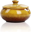 Lependor Ceramic Ashtray with Lids, Windproof, Cigarette Ashtray for Indoor or Outdoor Use，Ash Holder for Smokers,Desktop Smoking Ash Tray for Home Office Decoration - Yellow by Lependor