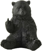Black Bear Middle Finger Figurine, Hilarious Funny Resin Bear Statue by JFSM+INC.