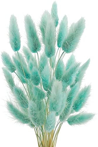 Uieke 240 Pcs Bunny Tails Dried Flowers, 17’’ Dried Lagurus Ovatus, Dried Foxtail Grass for Flower Arrangements Wedding Centerpieces Home Boho Baby Shower Party Decorations (Teal Blue) by Uieke