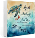 Sea Turtle Decor Summer Decorations for Home Beach Room Decor Summer Decorations Wooden Box Sign for Home Office Farmhouse Table Shelf by IYEZH