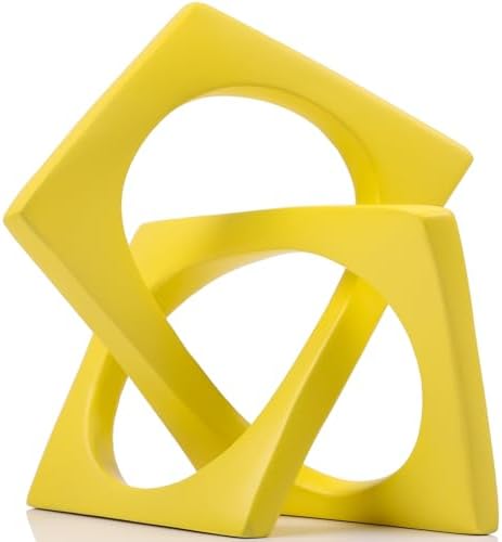 Jax Geometric Yellow Knot Statue Decor, Home Bookcase Centerpiece and Tabletop Sculpture, For Home Decor Accent Cube Ornaments by LCCCK