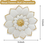 LIFFY 9.2“ White and Gold Metal Flower Wall Art, Modern Rustic Floral Decor for Indoor Living Room Bedroom Office Outdoor Garden Patio Yard - Image 3
