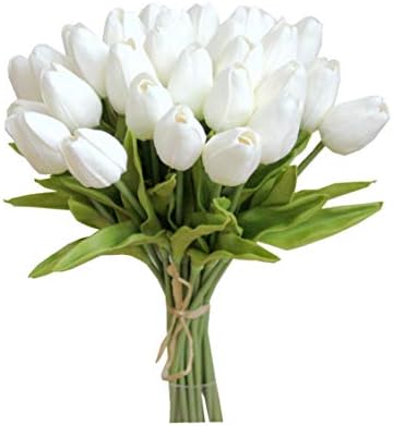 Mandy's 28pcs Artificial White Tulips by Mandys