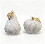Apple and Pear Decor Set, Modern Fruit Sculpture Home Decor, White and Gold Decorative Ornaments for Living Room Bedroom Desk Shelf Coffee Table, Aesthetic Room Decor Unique Gift by Dwelloria