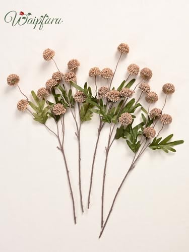 Waipfaru 10pcs Brown Fake Silk Mum Artificial Flowers - Image 5