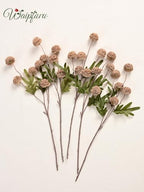 Waipfaru 10pcs Brown Fake Silk Mum Artificial Flowers - Image 5