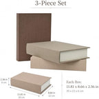 DECOR4SEASON Modern Linen and Wood Decorative Faux Book Boxes Set of 3, 12" - Image 3