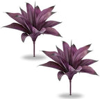 Artificial Flowers for Outdoors Artificial Agave Fake Plants Faux Agave Artificial Plants Outdoor Fake Flowers Outdoor Faux Plants Indoor Uv Resistant Artificial Plants 14.2In(Purple，2pcs) - Image 3