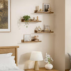 upsimples 4 Pcs 15" Acrylic Shelves for Wall Decor and Display, Rustic Wood - Image 5