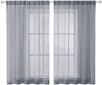 MIULEE 2 Panels Sheer Curtains for Living Room 54X45 Inch Dark Grey | Window by MIULEE