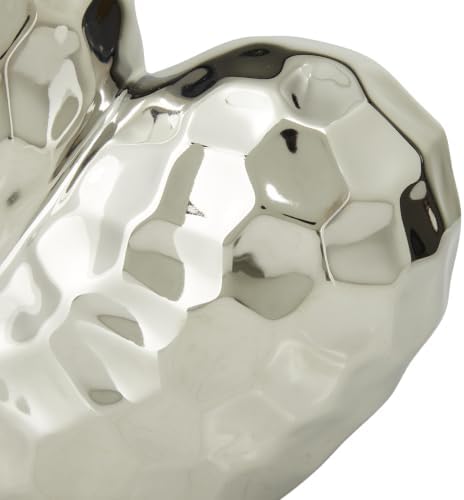 Deco 79 Porcelain Ceramic Heart Decorative Sculpture Dimensional Angled Origami Inspired Home Decor Statue, Accent Figurine 8" x 3" x 8", Silver - Image 4