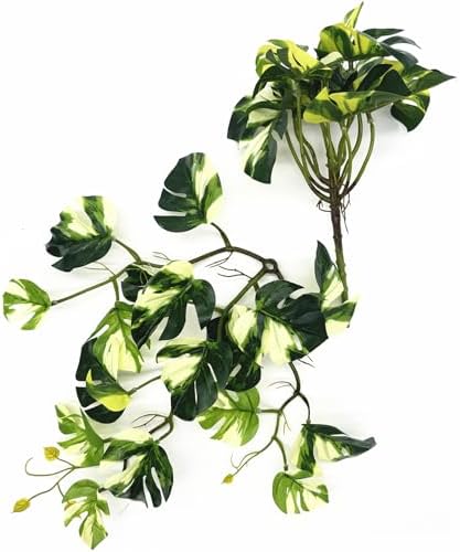 Fake Plants Hanging Small Faux Potted Ivy Vine Artificial Monstera Mini Faux Tropical Plants Greenery for Bathroom Office Table Pot Indoor Outdoor Decor Windowsill Shelf DIY Decoration - White 2 Pack - Image 4
