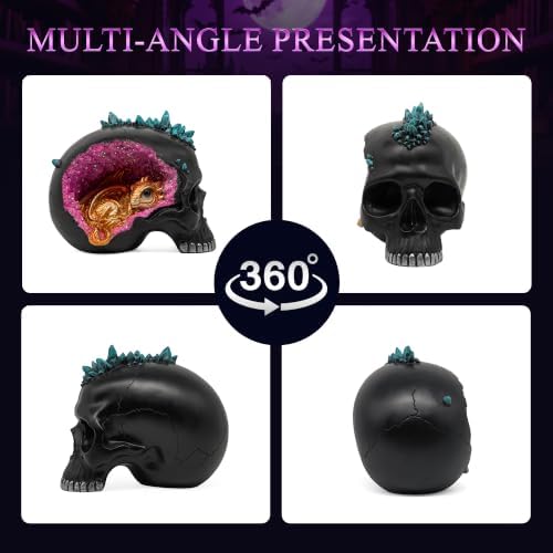 Resin Geode Skull Figurine Statue with Baby Dragon. Gifts for Skull Lovers - Image 2