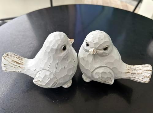 Set of 2 White Bird Decor for Home Decor, Farmhouse Bird Decor Bird Statue Sculpture - Decorative Carved Rustic Distressed Animal Bird Decor Ornaments - Collectible Bird Figurine | Spring - Image 6
