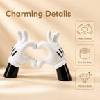 Black White Resin Cartoon Heart Hand Figurine Minimalist Home Decor - Image 4