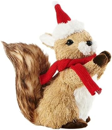 naturevibe 9.4 Inch Sisal Squirrel Figurine as Rustic Christmas Decorations by Unknown