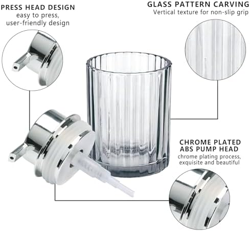 CERBIOR Bathroom Accessories Set, 4 PCS Glass Bathroom Set,Silver Grey - Image 2