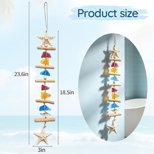 JQAQJU Colored Sea Glass Coastal Wall Decor, Beach Room Decor with Starfish - Image 4