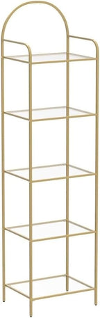 Hzuaneri Bookcase Bookshelf, Tempered Glass Bookshelves, Slim Shelving Unit - Image 4