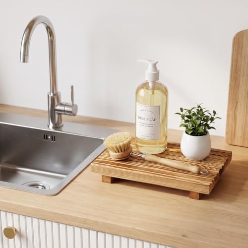 Wooden Pedestal Stand for Bathroom Tray Kitchen Counter Decor Soap Dish - Image 4
