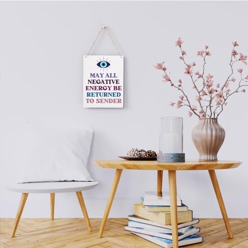 Evil Eye Decor Witchy Gifts for Witchcraft Lover, May All Negative Energy Be Returned to Sender Wall Hanging, Inspirational Wall Art for Home Office Decoration 8x10 Inches - Image 2