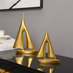 Modern Sculptures Home Decor, Gold Sailboat Decor Ornament, Boat Decorations Statue Decor, Art Sculptures and Statues, Sailboat Gifts Home Office Bathroom Shelf Decor Nautical Decor (2 Pack) - Image 3