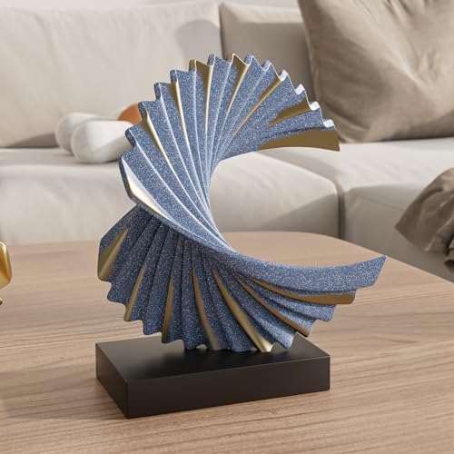 Ocean Wave Sculpture Modern Funky Decor Wave Sea Ornament, Resin Statue Home Decor Abstract Statues Office Desk Decor Shelf Decor Accents for Men(Dark Blue) - Image 2