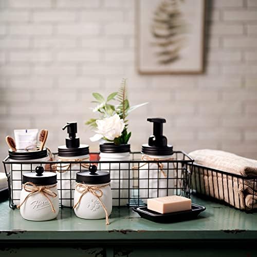 SheeChung Mason Jar Bathroom Accessories Set,6Pcs Rustic Bathroom Set,White - Image 2