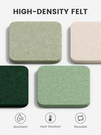 Fluxynara Felt Coasters with Holder, Set of 8 for Drinks, Sagewood - Image 3