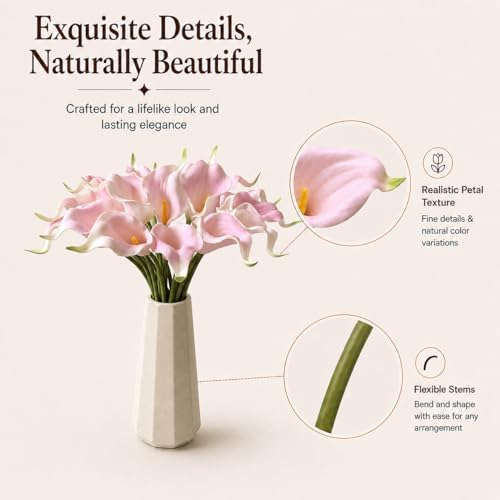 Mandy's 20pcs Light Pink Calla Lily Artificial Flowers - Image 4