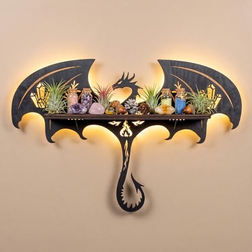 Dragon Decor with LED, Dragon Wall Shelf, Dragon Night Light, Dragon Gift by FNYDOX