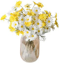 Artificial Daisy Flowers 12Pcs Artificial Flowers Silk Daisies with Stems Real Look for Home Wedding Garden Vase Decor (White+Yellow) by Bacucine