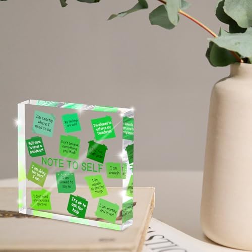 Motivational Office Decor - 4x4 inch Acrylic Sign, Green Desktop Decoration, Printed with Motivational Quotes, Perfect Wellness Gift for Positive Workspace, Gift for Women - Image 4
