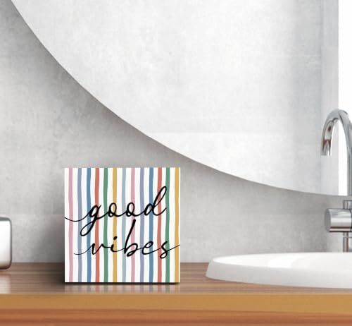 SRADMO Boho Striped Inspirational Wood Box Sign Desk Decor - Image 6