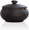 Lependor Ceramic Ashtray with Lids, Windproof, Cigarette Ashtray for Indoor or Outdoor Use，Ash Holder for Smokers,Desktop Smoking Ash Tray for Home Office Decoration - Black by Lependor