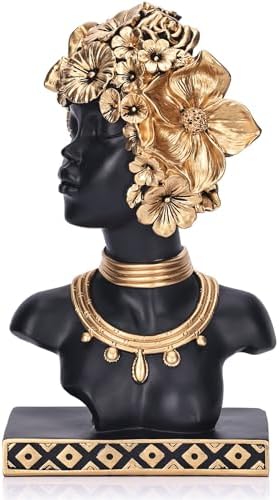 African American Woman Bust Statue, Vintage African Figurines and Sculptures, Elegant Art Decor for Home and Office, Ornamental Accent for Living Room, Bookshelf – Perfect Housewarming Gift by XIYOUQI