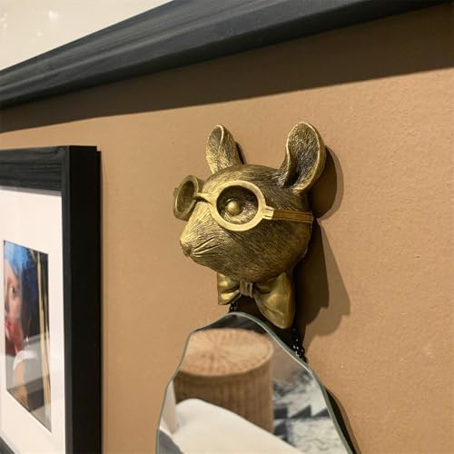 GUASDIE Animal Wall Decor: Faux Deer Head Mount, Resin Animal Head Wall Hanging for Living Room, Bedroom, Bathroom, Kitchen, Unique Art, Sculptures Home Decor, Gift, Rat - Image 2