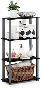 Furinno TURN-S-TUBE Storage Shelves, 4-Tier Book Shelf, Corner Shelf, Toolless Open Shelves, for Organization and Storage, Living Room, Garage, Home Office, Black by Furinno-FitsYourSpaceFitsYourBudget