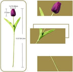 ONLY ART Artificial Purple Tulips 20 Pcs – 13.5 Inch PU Faux Flowers with Bendable Stems for Home Décor, Wedding Centerpieces, DIY Floral Arrangements, New Year and Valentine's Day - Image 2